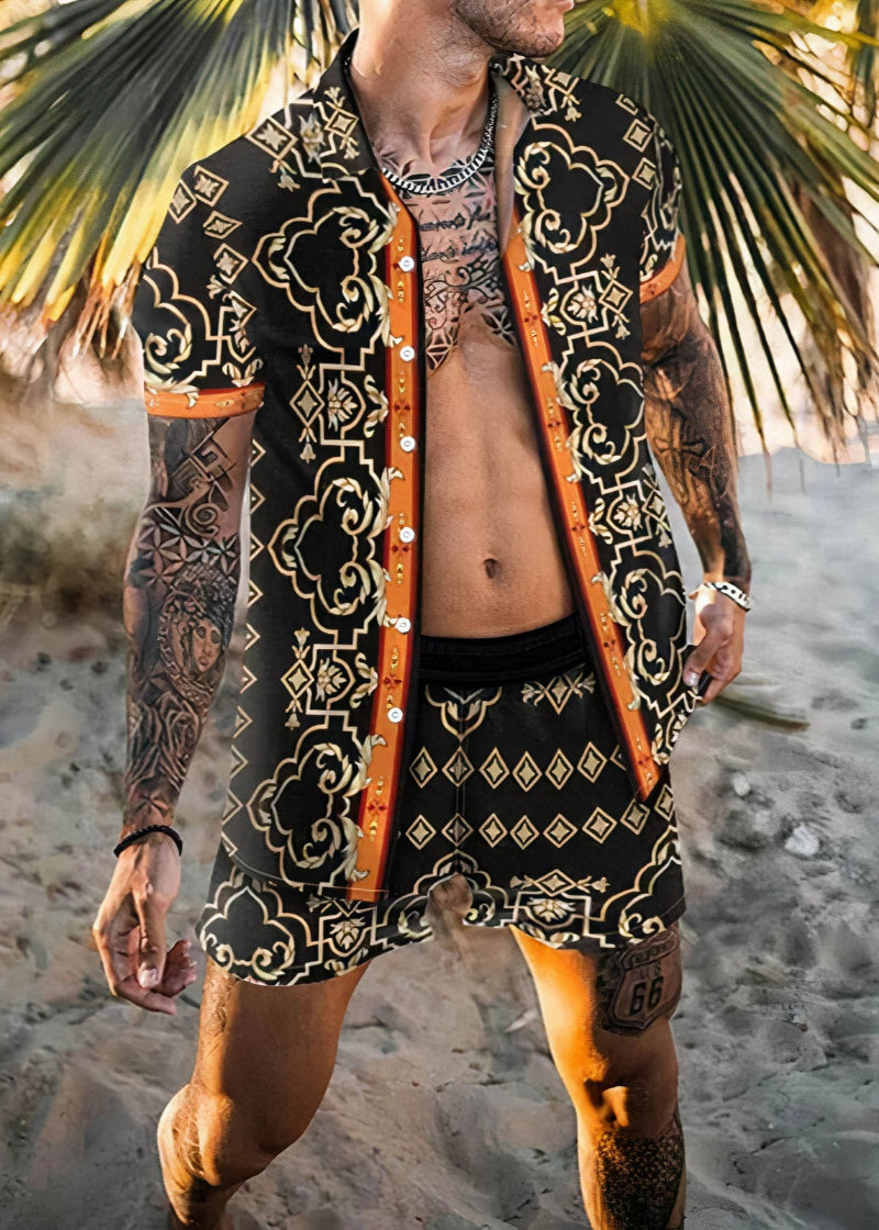 Zaire | Men’s Tropical Print Short Sleeve Shirt & Shorts Set