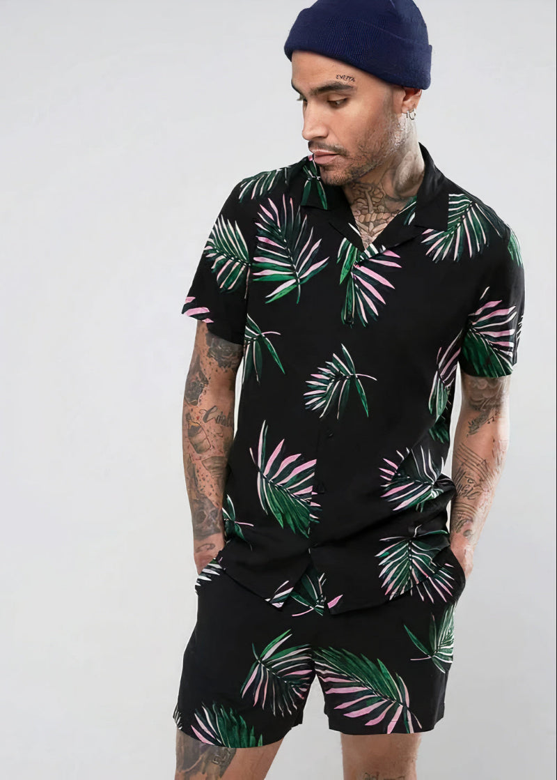 Zaire | Men’s Tropical Print Short Sleeve Shirt & Shorts Set