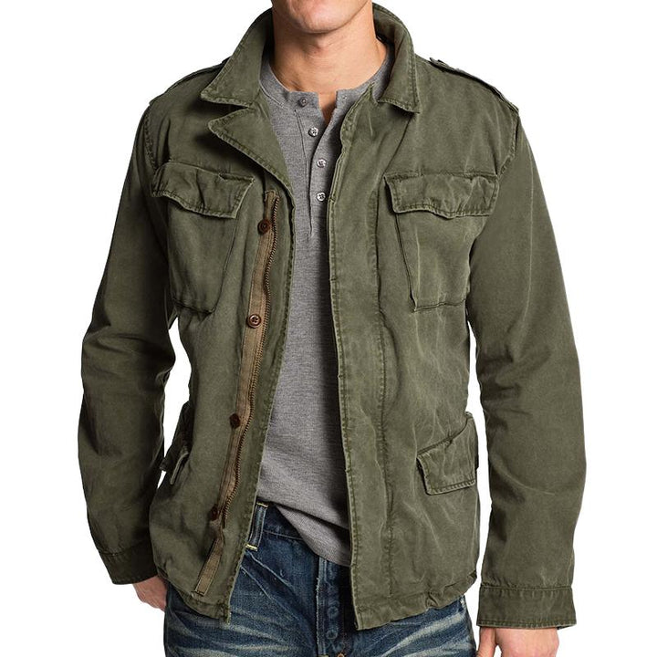 Victor | Men's Vintage Cargo Denim Jacket with Zip-Up