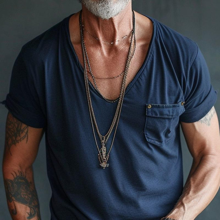 Oman | Men’s V-Neck T-Shirt with Chest Pocket
