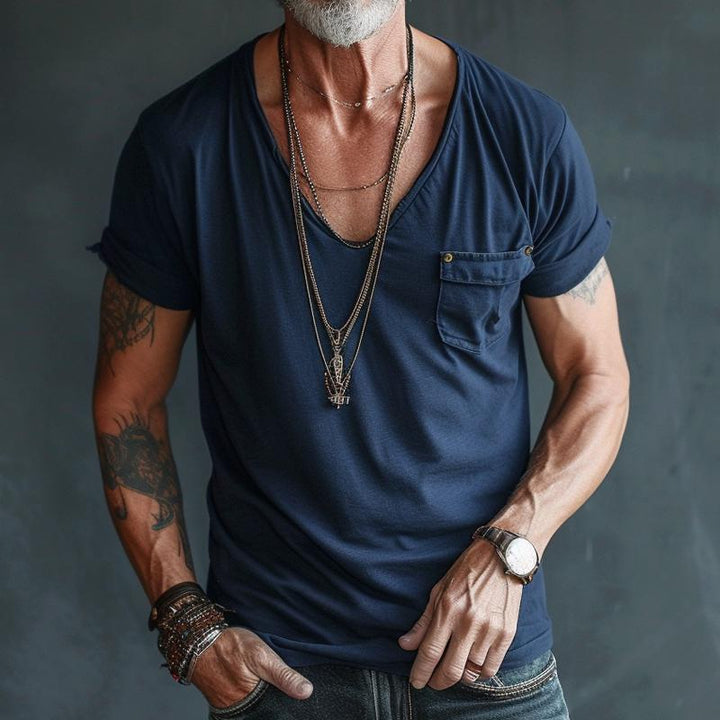 Oman | Men’s V-Neck T-Shirt with Chest Pocket