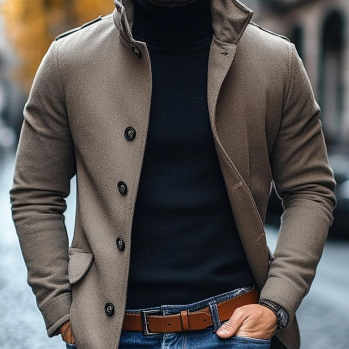 Harlem | Men’s Stand Collar Coat with Buttons