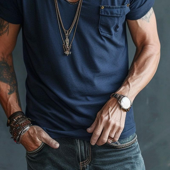 Oman | Men’s V-Neck T-Shirt with Chest Pocket