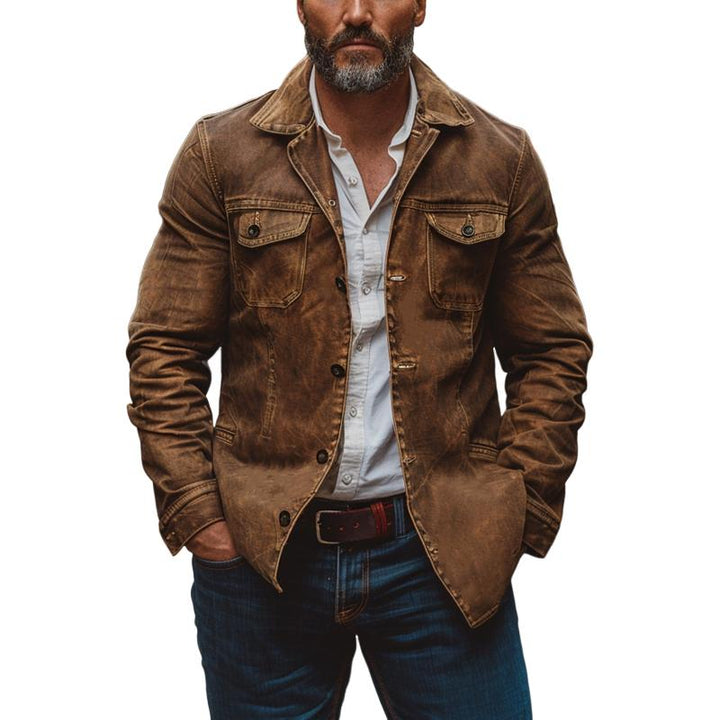 Ryder | Men's Vintage Leather Jacket with Multi Pocket