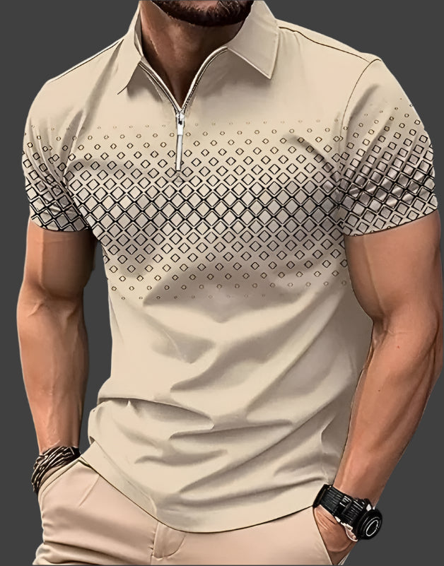 Bryant | Men's Pattern Short Sleeve Polo Shirt with Quarter Zip