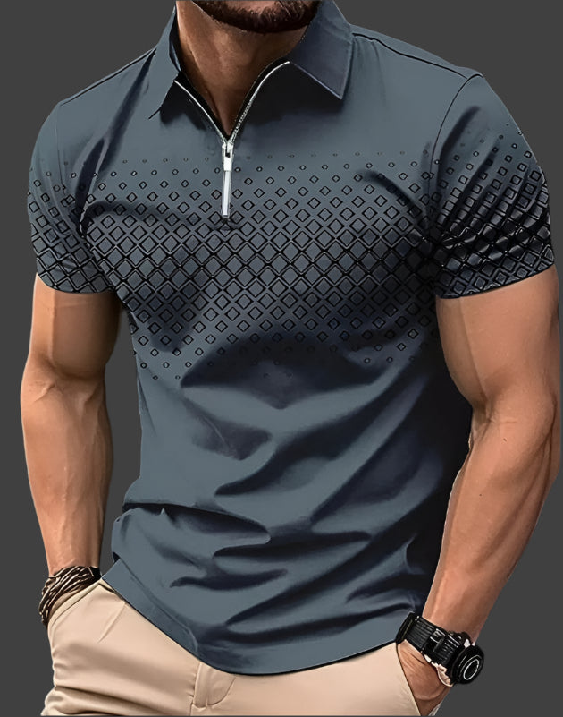 Bryant | Men's Pattern Short Sleeve Polo Shirt with Quarter Zip