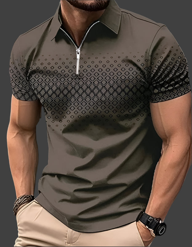 Bryant | Men's Pattern Short Sleeve Polo Shirt with Quarter Zip
