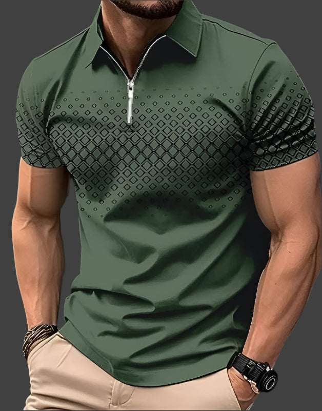 Bryant | Men's Pattern Short Sleeve Polo Shirt with Quarter Zip