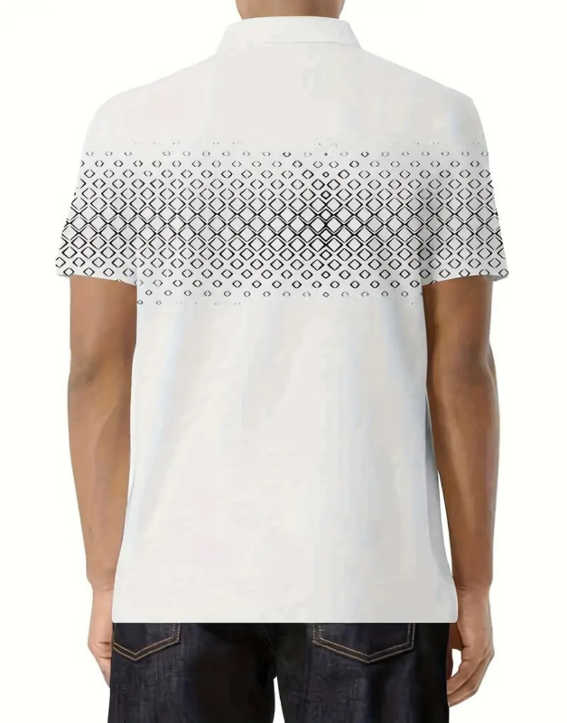 Bryant | Men's Pattern Short Sleeve Polo Shirt with Quarter Zip