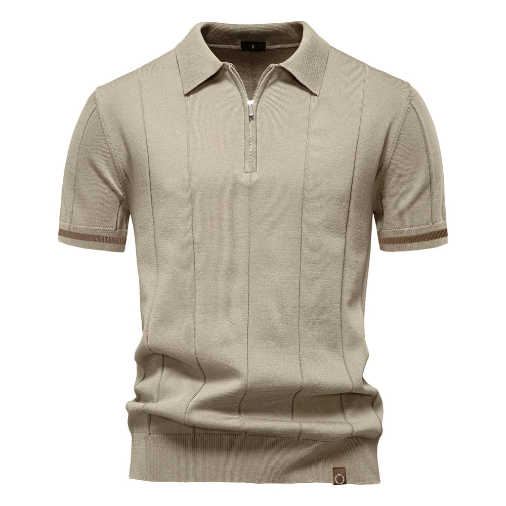 Reed | Men's Quarter Zip Knit Polo Shirt with Cuff Trim