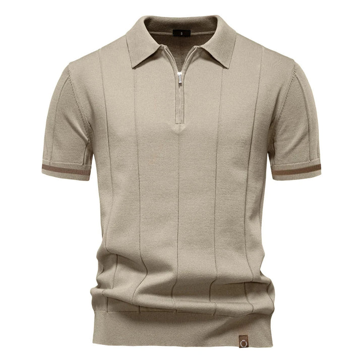 Reed | Men's Quarter Zip Knit Polo Shirt with Cuff Trim