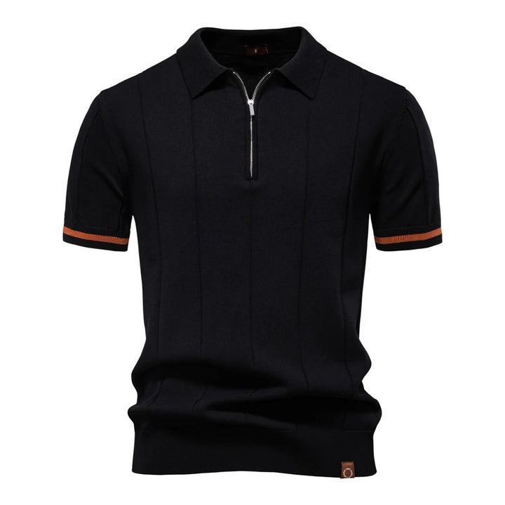 Reed | Men's Quarter Zip Knit Polo Shirt with Cuff Trim