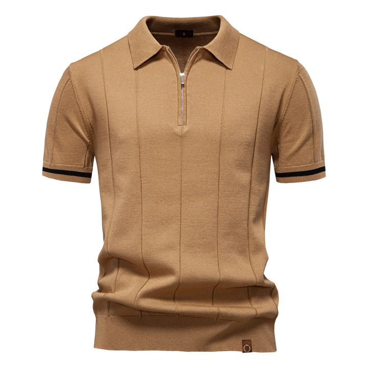 Reed | Men's Quarter Zip Knit Polo Shirt with Cuff Trim