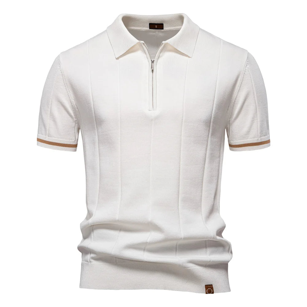 Reed | Men's Quarter Zip Knit Polo Shirt with Cuff Trim