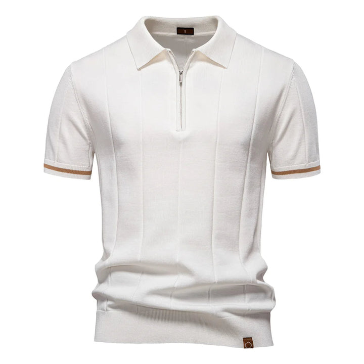 Reed | Men's Quarter Zip Knit Polo Shirt with Cuff Trim