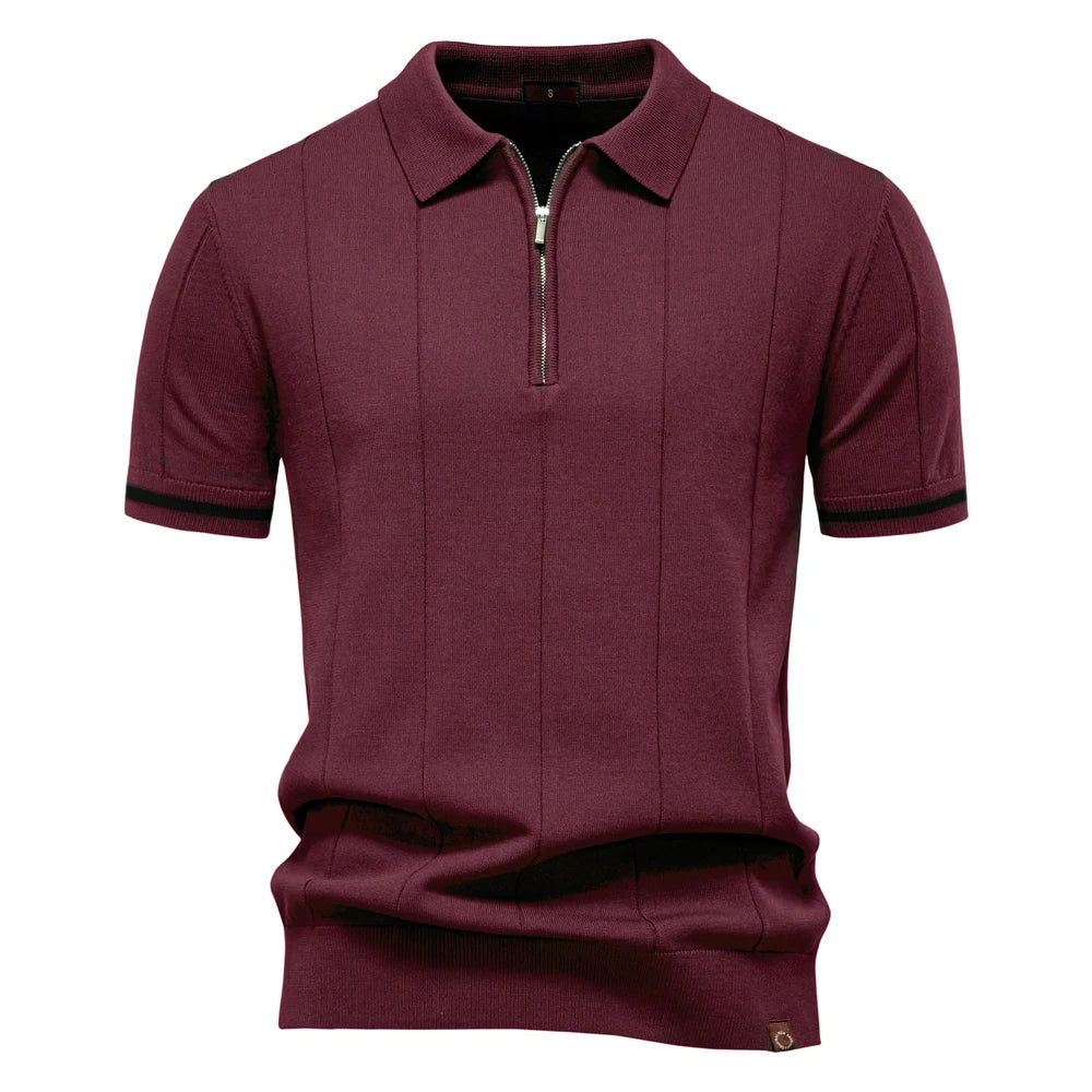 Reed | Men's Quarter Zip Knit Polo Shirt with Cuff Trim