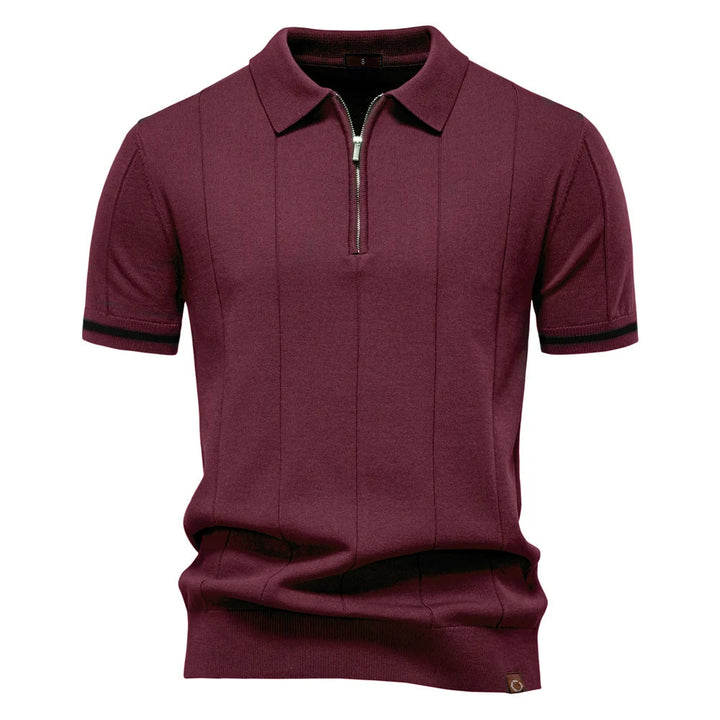 Reed | Men's Quarter Zip Knit Polo Shirt with Cuff Trim