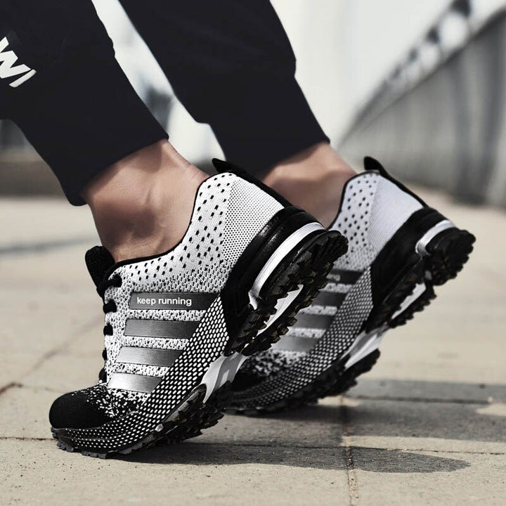 Aero | Men's Mesh Running Sneakers with Lace Up and Striped Style