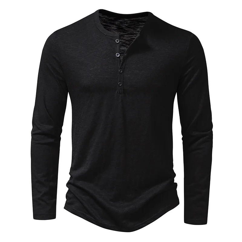 Valentino | Men’s Crew Neck Long Sleeve Shirt with Quarter Buttons