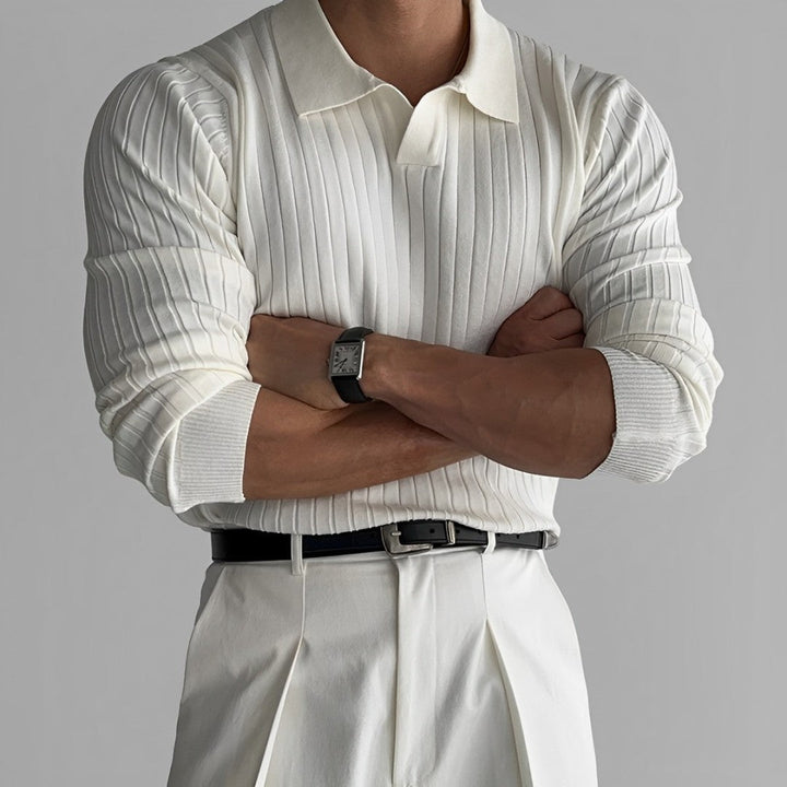 Neil | Men’s Ribbed Long Sleeve Polo Shirt