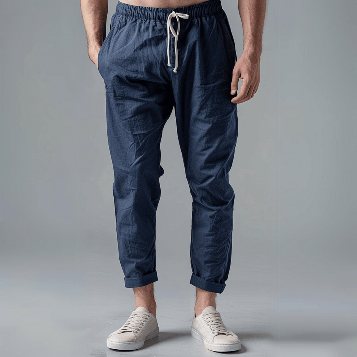 Maximo | Men's Linen Trouser with Elastic Waist and Drawstring