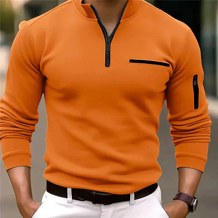 Jeremy | Men's Athletic Quarter Zip Sweater and Zipper Pockets