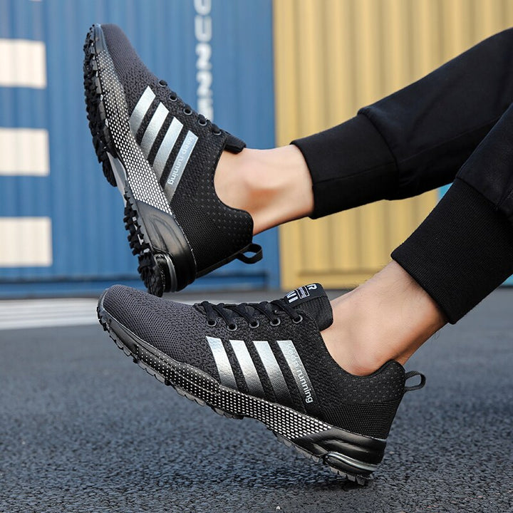 Aero | Men's Mesh Running Sneakers with Lace Up and Striped Style